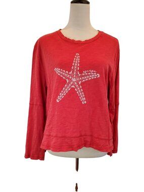 ESCAPE by Habitat Clothes SZ L Starfish 100% Slub Cotton Peruvian Pullover Top